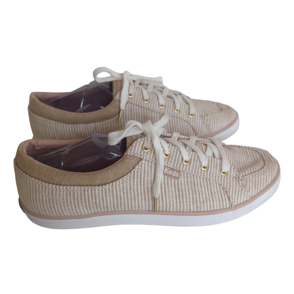Keds Center Stripe Dream Foam Lace Up Sneakers 8 Tan Comfy